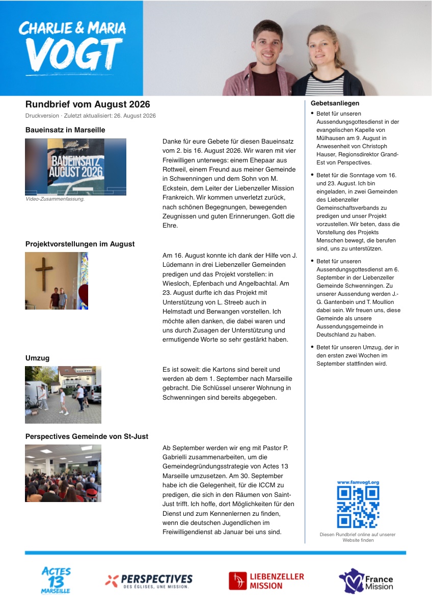 Vorschau — Newsletter – August 2026